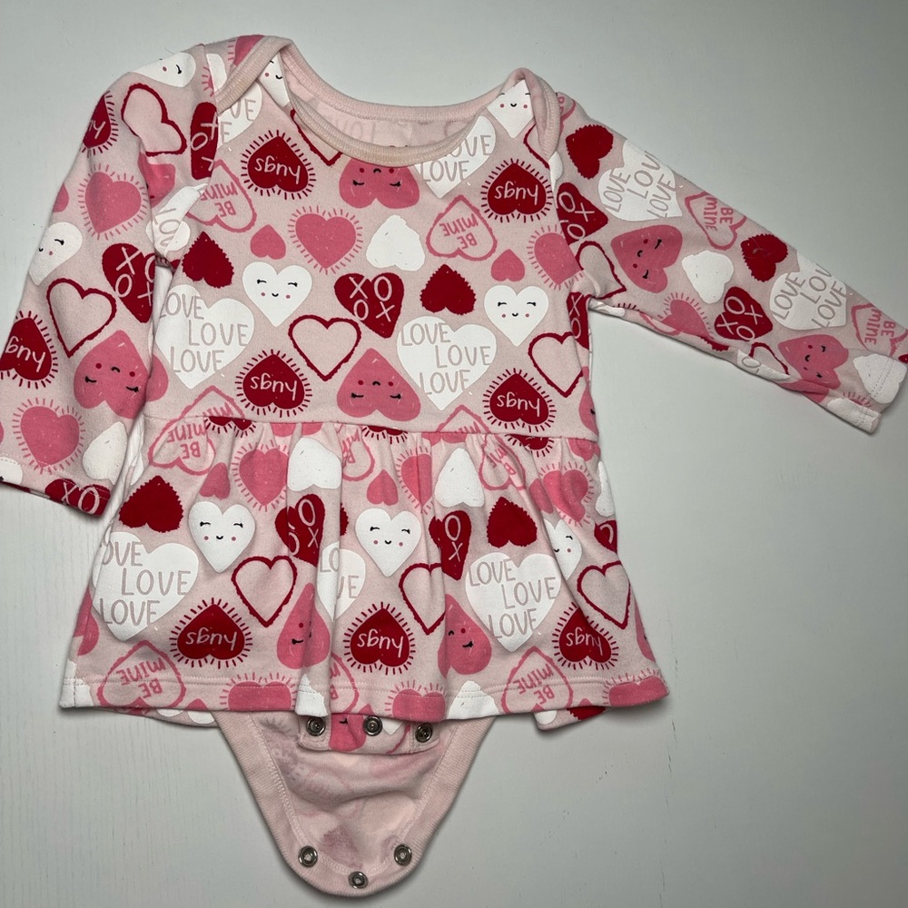 Pink Heart Pattern Baby Dress